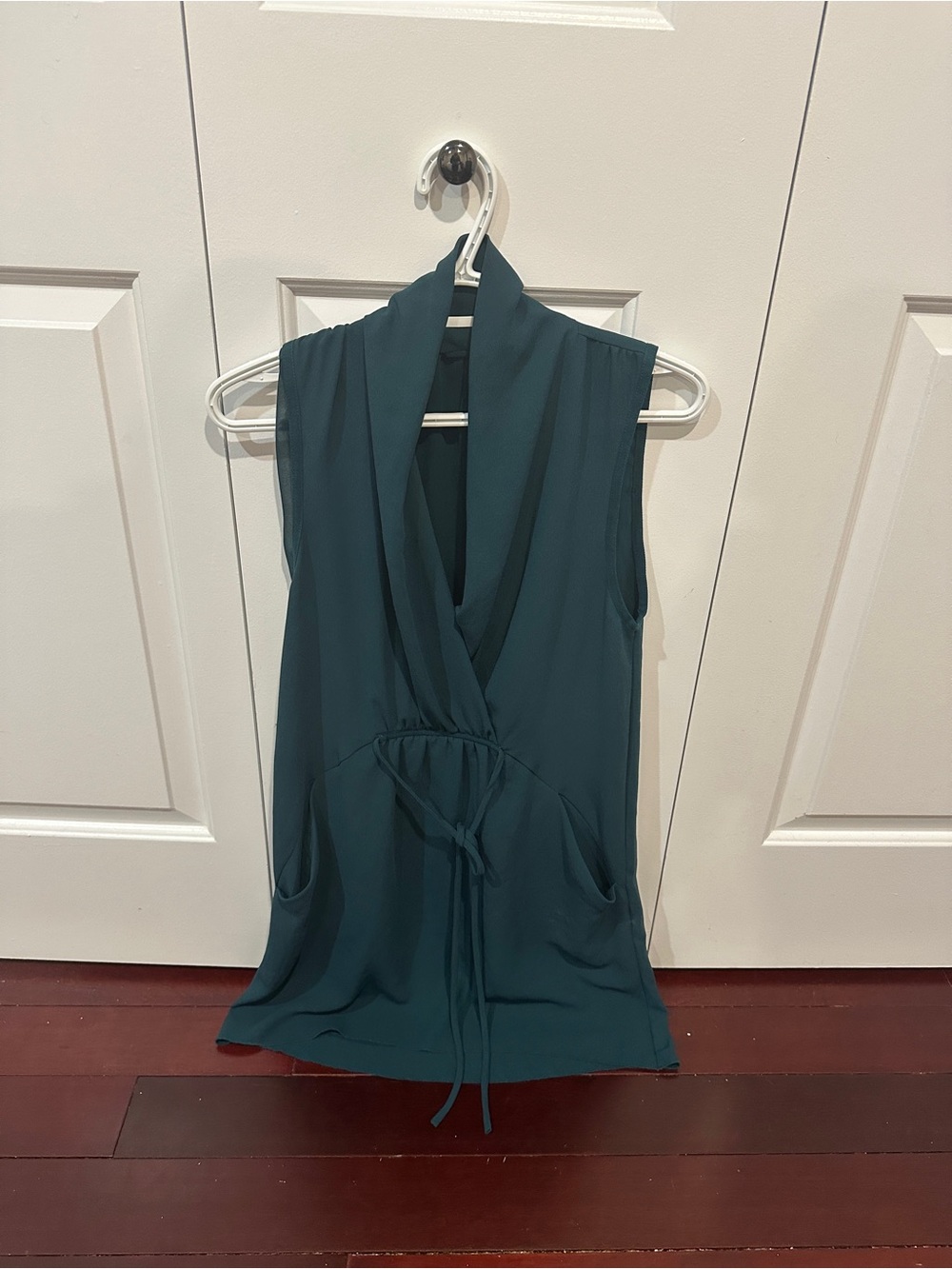 Wilfred aritzia Sleeveless Teal Wrap-Style dress